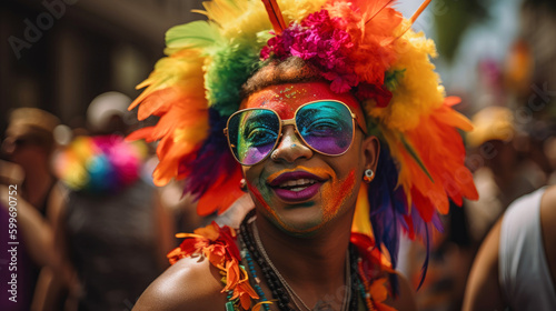 LGBTQ+ Pride Parade participants. Generative AI