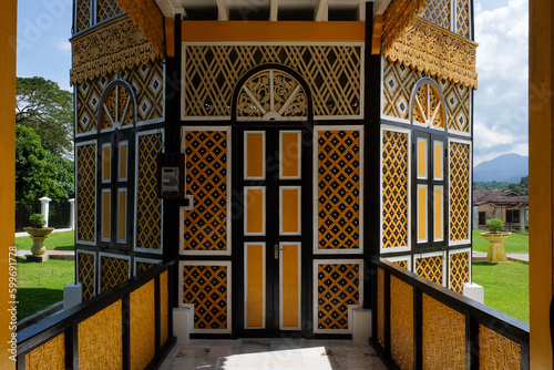 A decorative entrance of an old Malay Royal Palace in Kuala Kangsar, Perak which is built up of bamboo and traditional techniques. 
