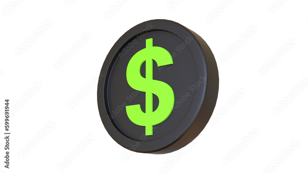 3d realistic render dollar coin isolated coin penny icon 3d realistic render dollar coin isolated coin penny icon