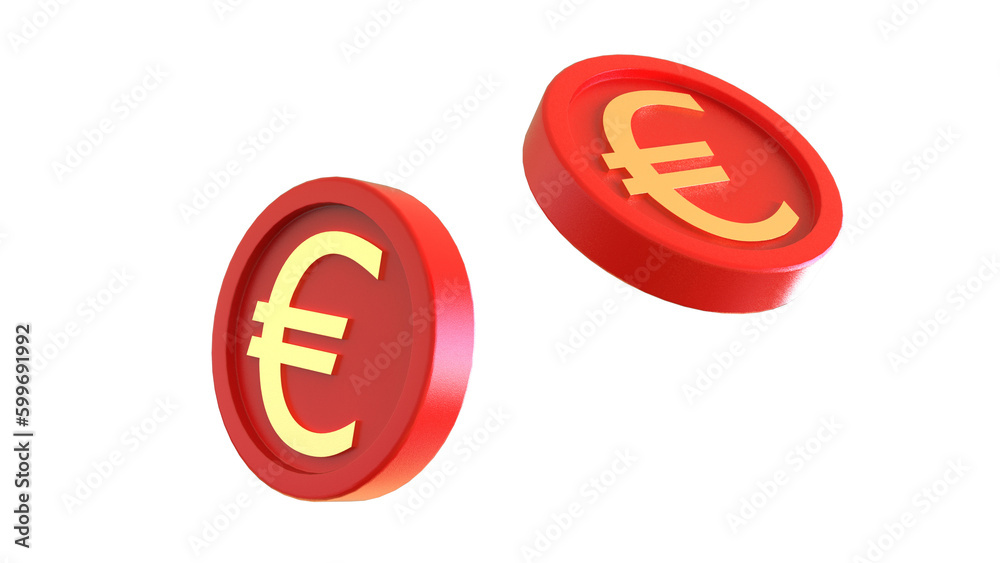 Fototapeta premium 3d illustration euro coin icon money 3d render