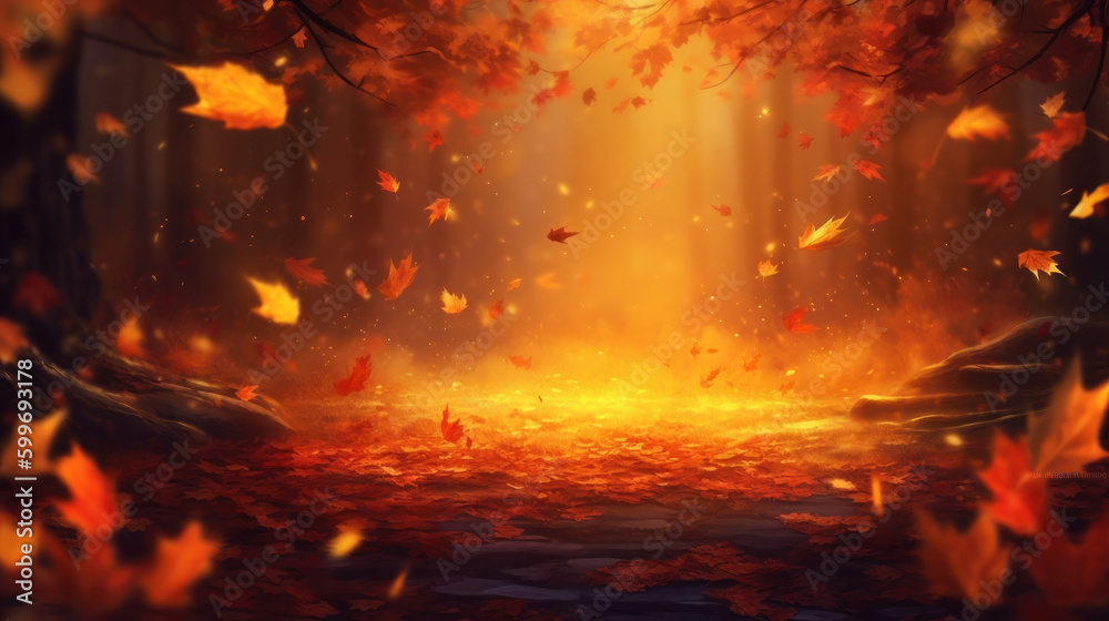 Autumn natural background. Illustration AI Generative