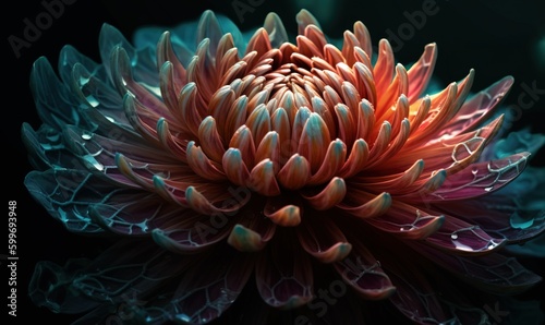  a close up of a flower with water droplets on it.  generative ai