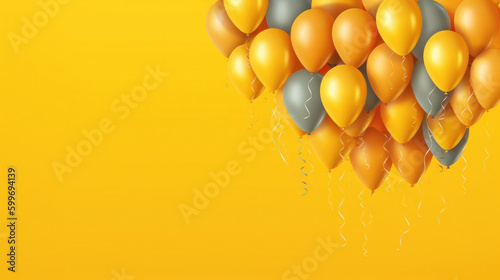 Balloon Birthday Background. Illustration Generative AI.