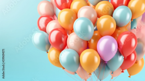 Balloon Birthday background. Illustration AI Generative.