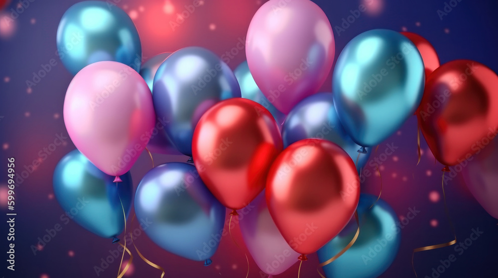 Balloon Birthday background. Illustration AI Generative. Balloon Birthday background. Illustration AI Generative.