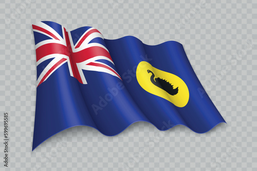 3D Realistic waving Flag of Western Australia is a state of Australia