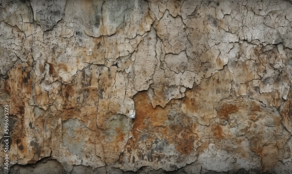  a wall that has a bunch of cracks in it and some dirt on it.  generative ai