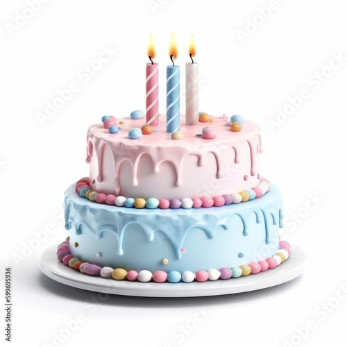 Birthday cake isolated. Illustration AI Generative
