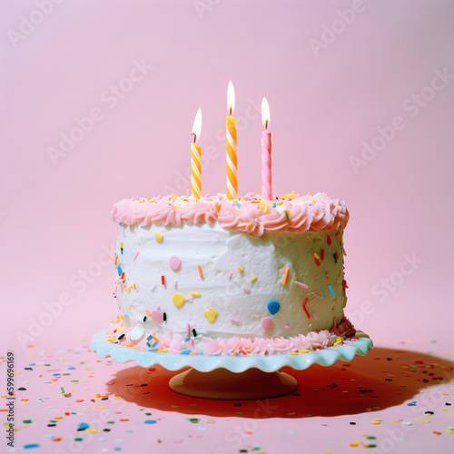 Birthday cake. Illustration AI Generative.