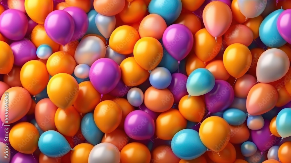 Balloon Birthday background. Illustration AI Generative. Balloon Birthday background. Illustration AI Generative.