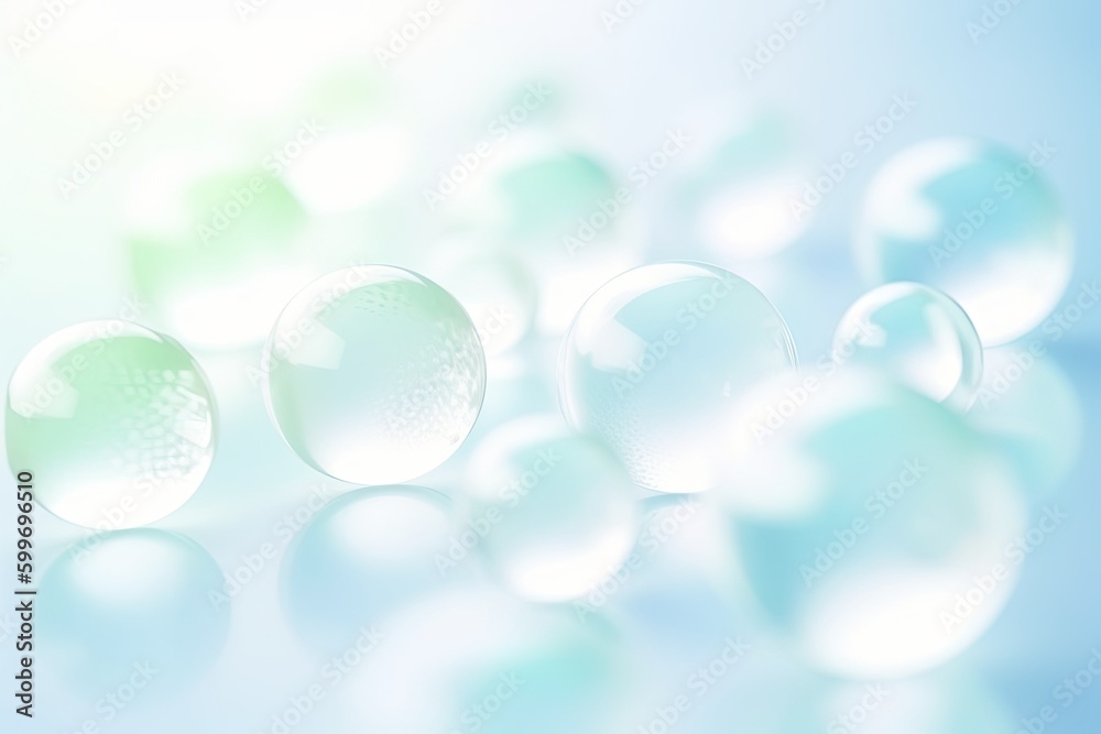 bubbles floating on blue water surface Generative AI bubbles floating on blue water surface Generative AI