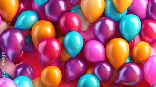 Balloon Birthday background. Illustration AI Generative.