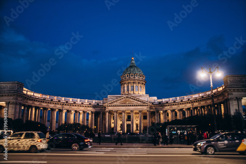 Orthodox majestic and beautiful church with columns and a park. © Алексей Орлов