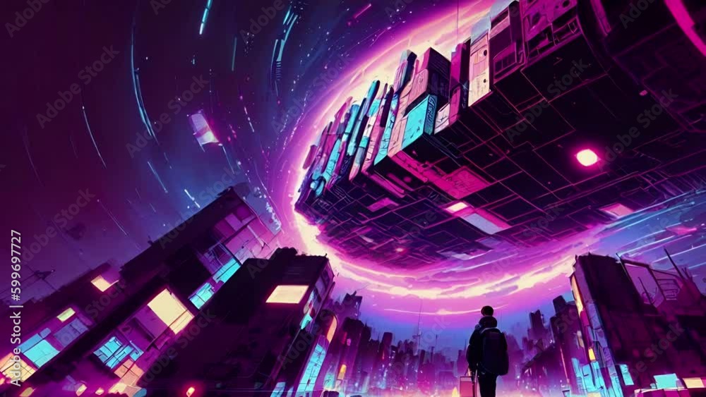 Futuristic cosmic animation with deep space, galaxy, and futuristic ...