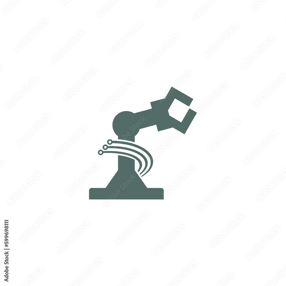 Industrial machine robotic robot arm hand factory icon isolated on transparent background Industrial machine robotic robot arm hand factory icon isolated on transparent background