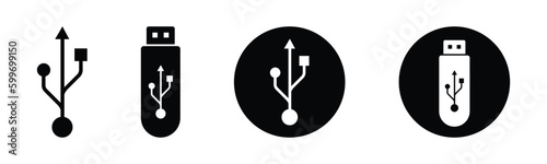 USB Flash drive icon set in modern flat design