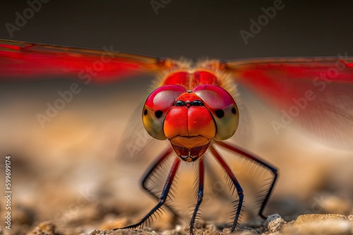 close up of a red and black insect with detailed features Generative AI © AkuAku