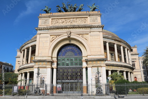 The Teatro Politeama Garibaldi at Piazza Ruggiero Settimo in Palermo, Sicily Italy
