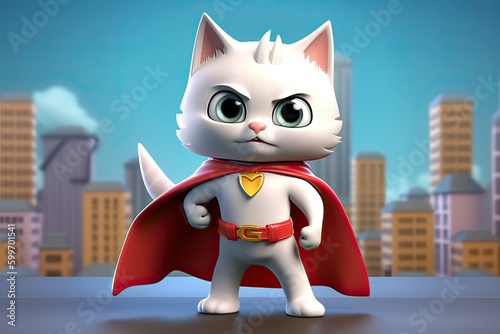 Cute Cartoon Cat Superhero ...