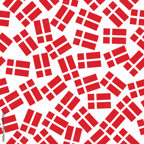 Bright seamless pattern with flag of of Denmark. Happy Denmark day background. Bright illustration with white background.