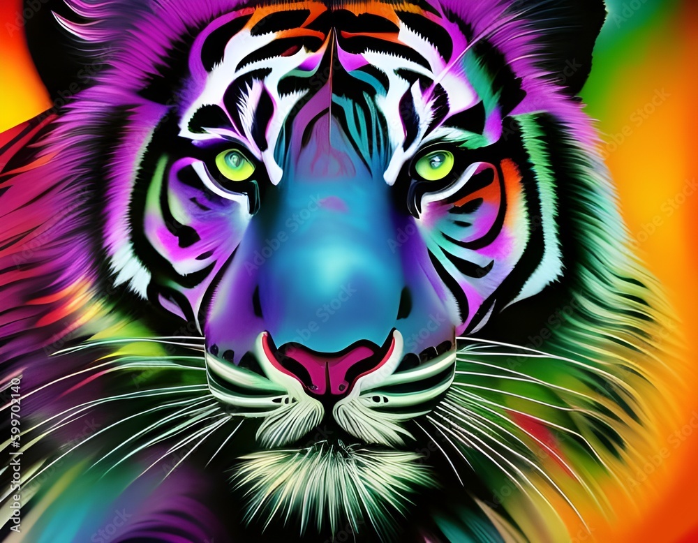 Neon Tiger made with Generative AI