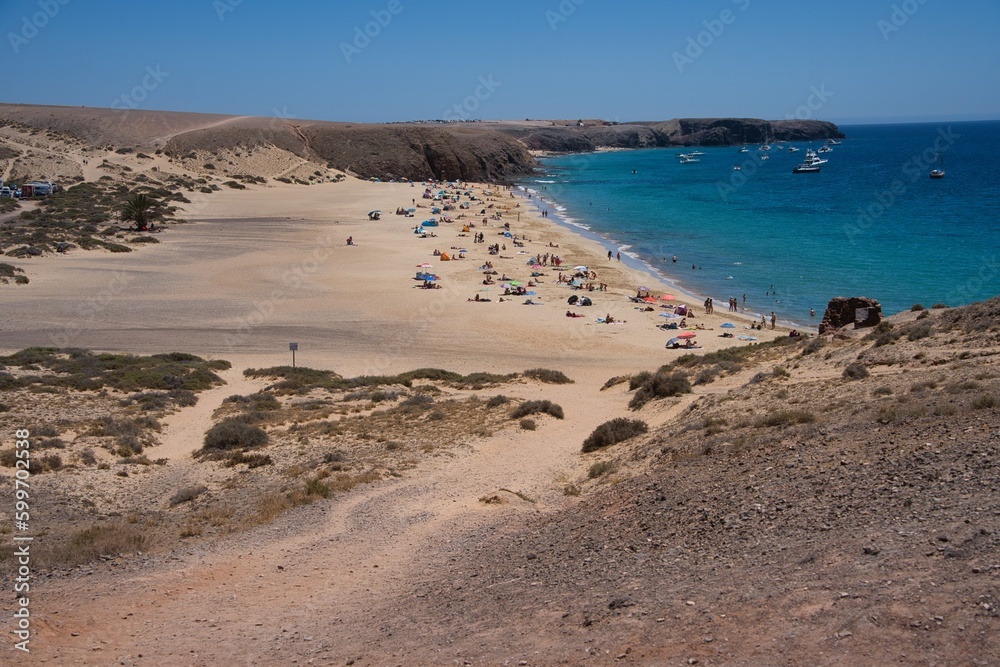 Playa Mujeres, in Lanzarote, Canary Islands, Spain on a sunny day.