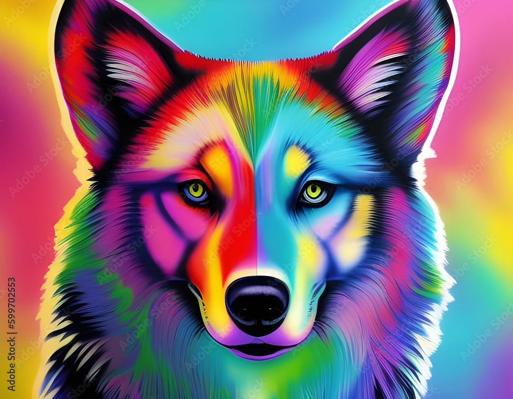 Neon Wolf created using Generative AI