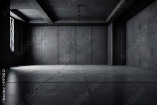 empty gray room with wall and floor © Martin