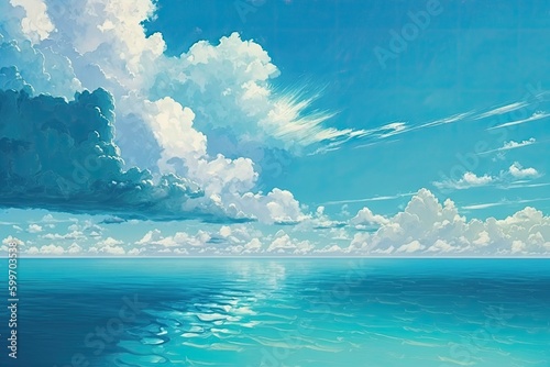 clouds reflected on a calm body of water Generative AI
