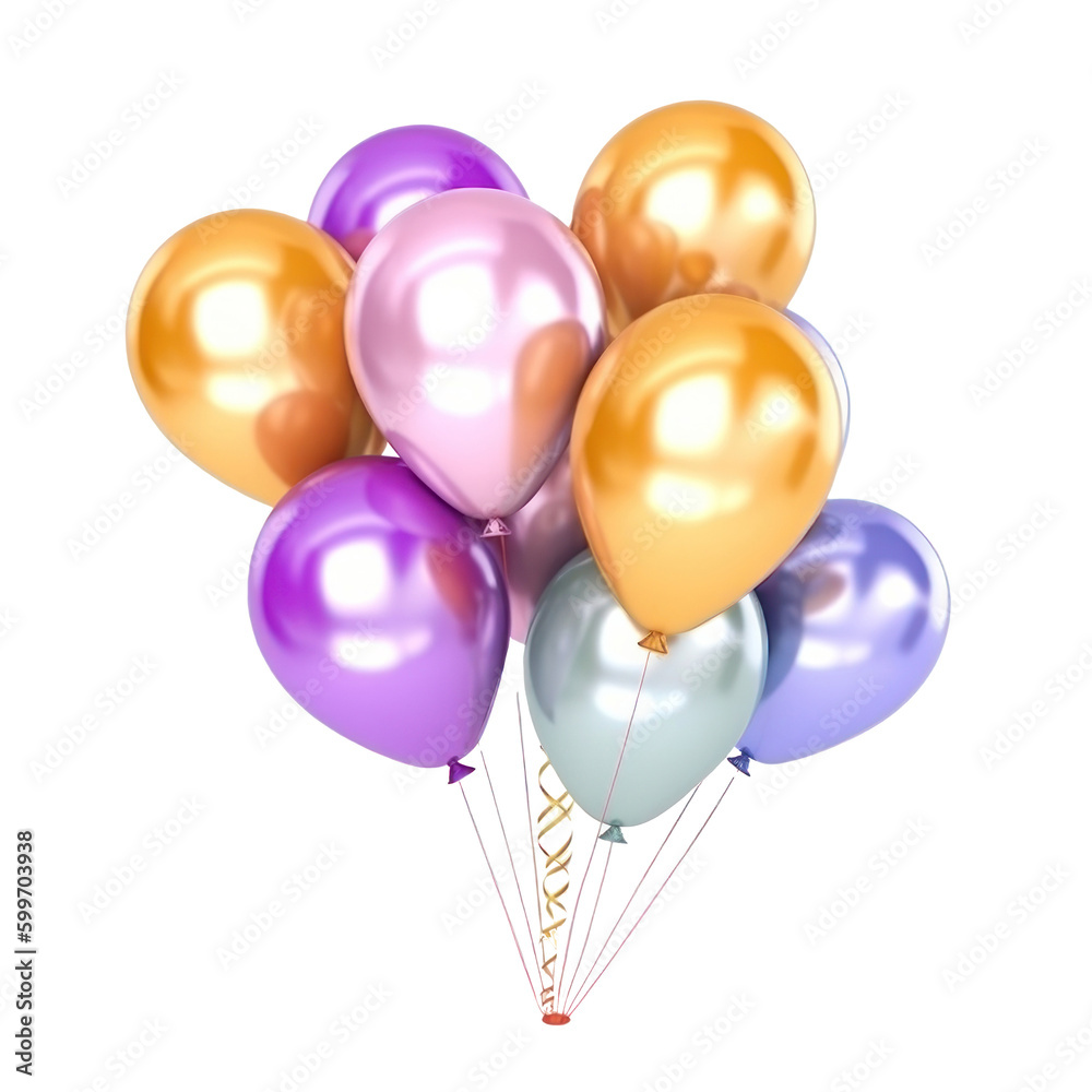 Heluim balloons isolated. Illustration AI Generative. Heluim balloons isolated. Illustration AI Generative.
