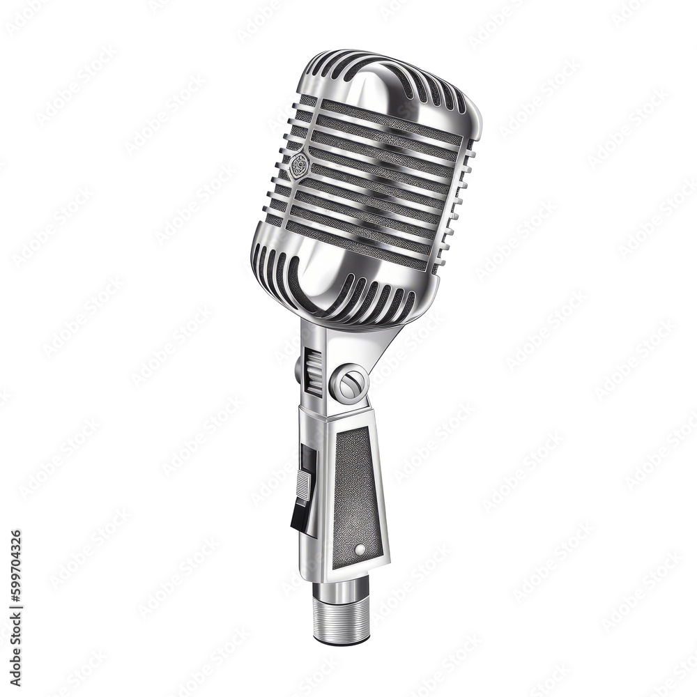 Fototapeta premium Retro microphone isolated. Illustration AI Generative