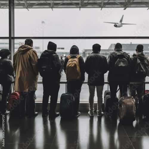 group of people waiting in airport