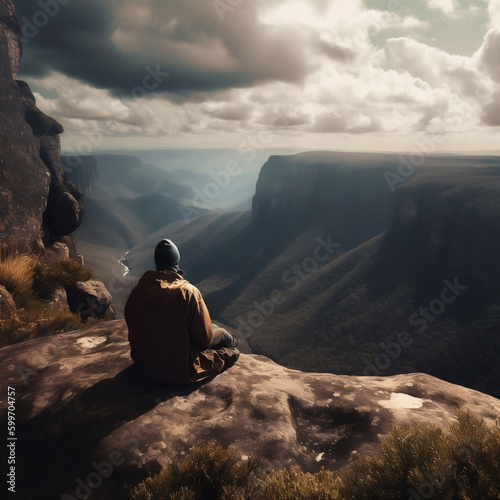 person on the top of a mountain