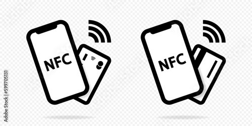 Contactless and cash payment icon set. NFC icon set. Wireless pay. Credit card.
