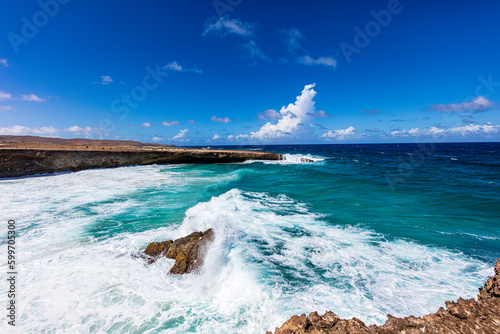 waves crashing on the beach