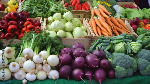 Fresh vegetables on market, Generative Ai