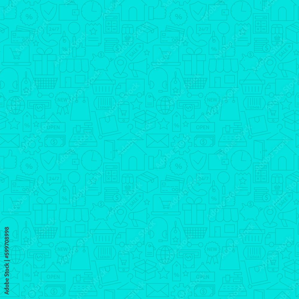 Thin Line Web E-Commerce Shopping Mint Seamless Pattern. Vector Retail Store and Market Design and Seamless Background in Trendy Modern Line Style. Thin Outline Art Thin Line Web E-Commerce Shopping Mint Seamless Pattern. Vector Retail Store and Market Design and Seamless Background in Trendy Modern Line Style. Thin Outline Art