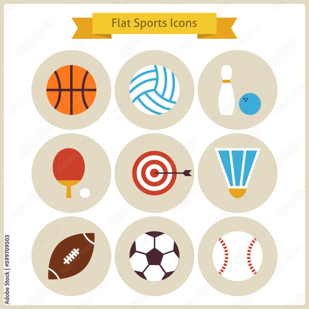 Flat Sport and Recreation Icons Set. Collection of Healthy lifestyle Sport Colorful Circle Icons. Sport Activities Competition and Team Sport Games Flat Sport and Recreation Icons Set. Collection of Healthy lifestyle Sport Colorful Circle Icons. Sport Activities Competition and Team Sport Games