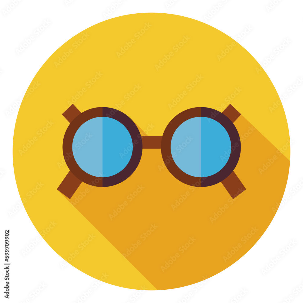Flat Accessory Glasses Circle Icon with Long Shadow. Education and Knowledge Vector illustration. Colorful Fashion Object. Flat Accessory Glasses Circle Icon with Long Shadow. Education and Knowledge Vector illustration. Colorful Fashion Object.