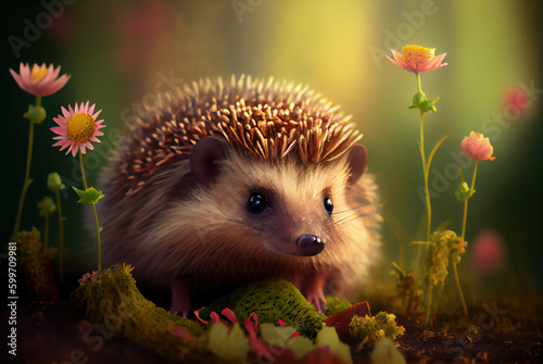 hedgehog in the grass made with generative ai