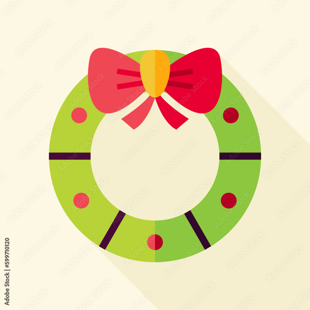 Christmas Wreath Icon. Flat Design Vector Illustration with Long Shadow. Merry Christmas and Happy New Year Symbol. Christmas Wreath Icon. Flat Design Vector Illustration with Long Shadow. Merry Christmas and Happy New Year Symbol.