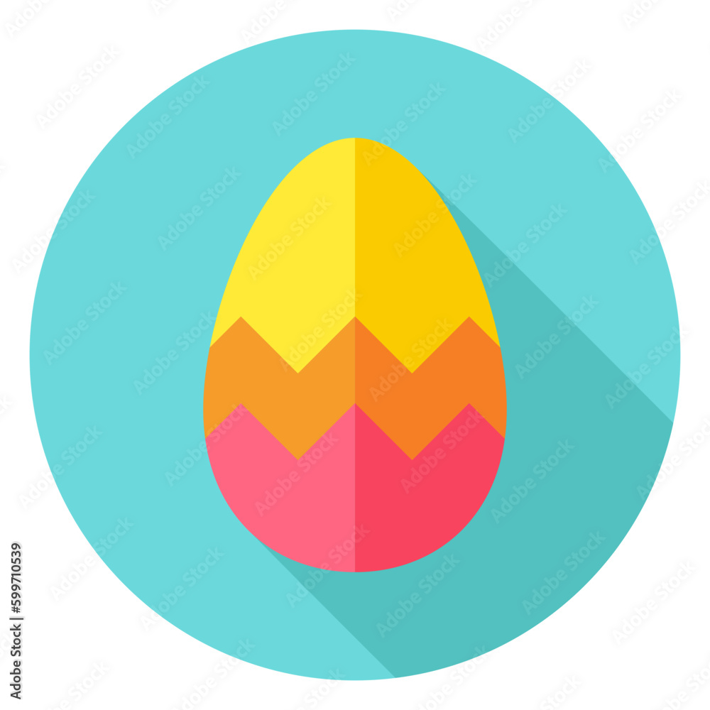 Easter Egg with Zigzag Decor Circle Icon. Flat Design Vector Illustration with Long Shadow. Spring Christian Holiday Symbol. Easter Egg with Zigzag Decor Circle Icon. Flat Design Vector Illustration with Long Shadow. Spring Christian Holiday Symbol.