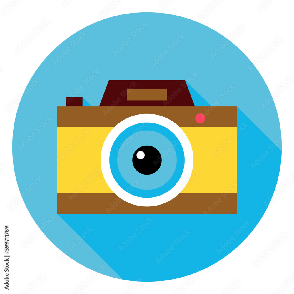 Photo Camera Circle Icon. Flat Design Vector Illustration with Long Shadow. Summer Travel and Technology Symbol. Photo Camera Circle Icon. Flat Design Vector Illustration with Long Shadow. Summer Travel and Technology Symbol.
