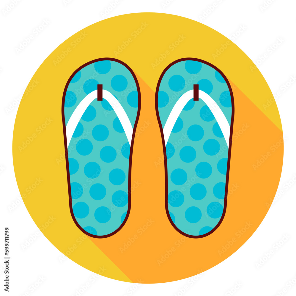 Sea Slippers Circle Icon. Flat Design Vector Illustration with Long Shadow. Marine Lifestyle and Beach Travel Symbol. Sea Slippers Circle Icon. Flat Design Vector Illustration with Long Shadow. Marine Lifestyle and Beach Travel Symbol.