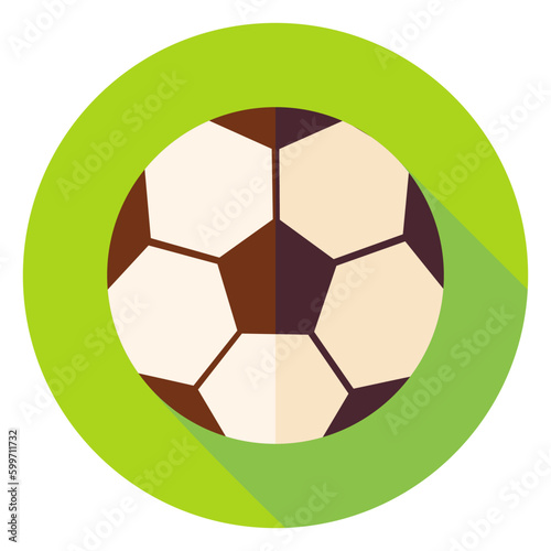 Football Soccer Ball Circle Icon. Flat Design Vector Illustration with Long Shadow. Sport Activity and Fitness Lifestyle Symbol.