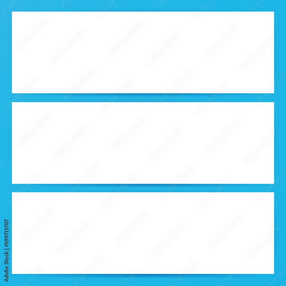 Three Horizontal Banners Empty Mockup. Vector Illustration of Blank Web Design for Business Promotion.