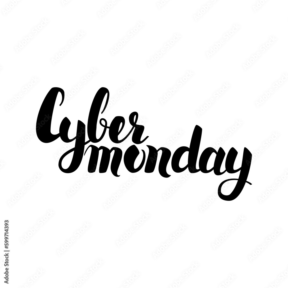 Fototapeta premium Cyber Monday Handwritten Lettering. Vector Illustration of Ink Brush Calligraphy Isolated over White Background.