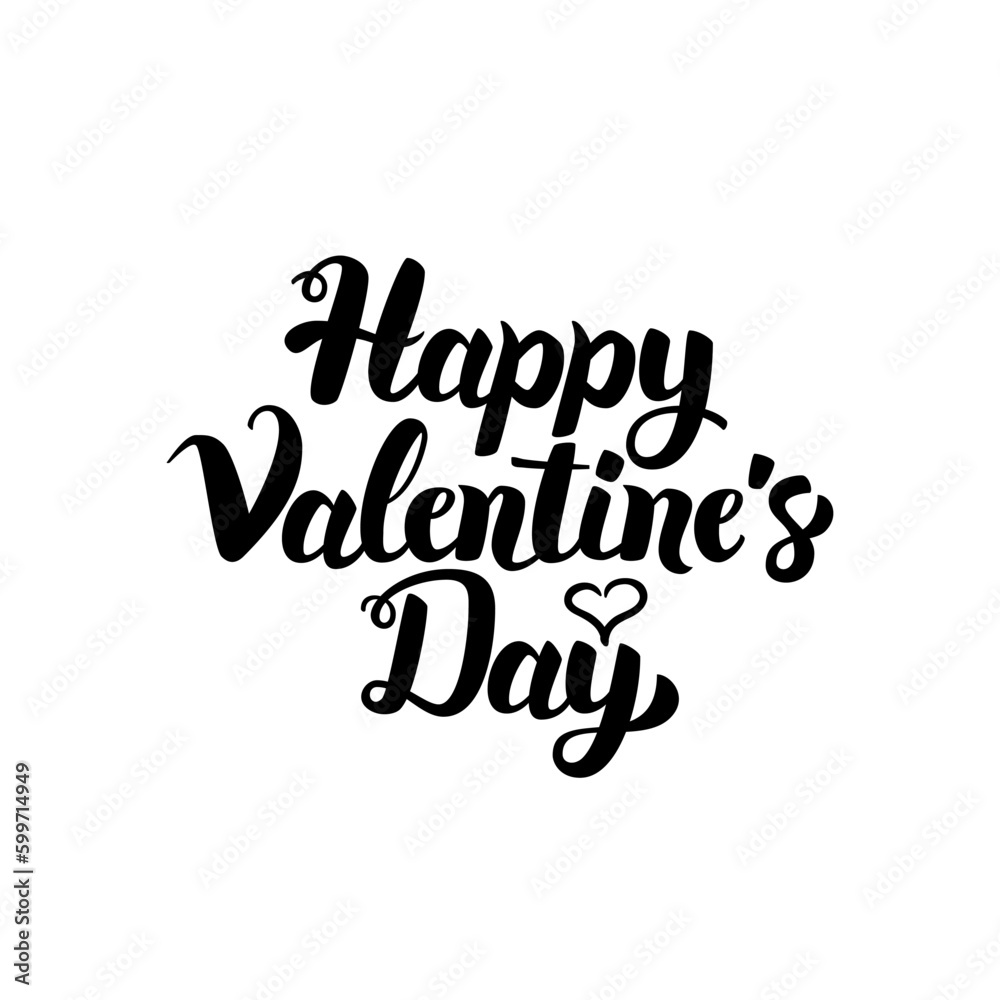 Happy Valentines Day Handwritten Lettering. Vector Illustration of Ink Brush Calligraphy Isolated over White Background.