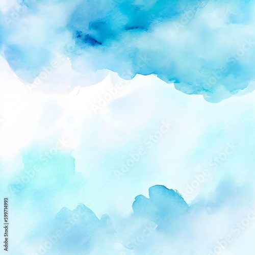 Blue watercolor clouds on a white background ai generated