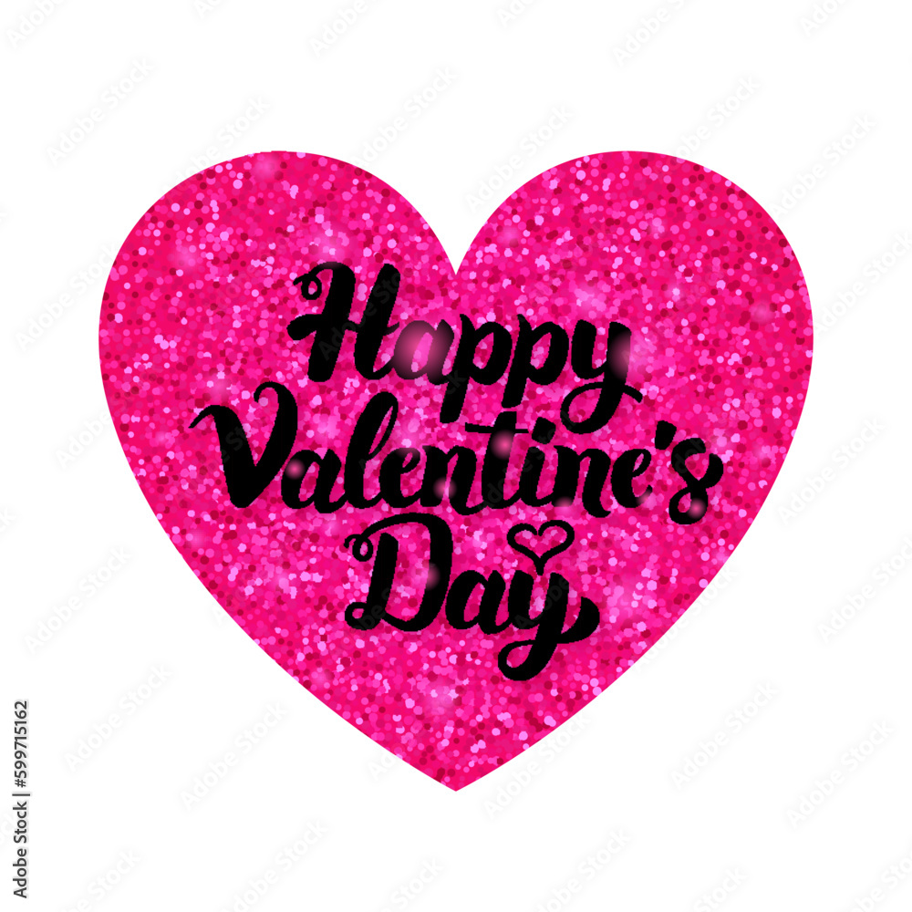 Pink Valentines Day Greeting. Vector Illustration of Love Postcard with Calligraphy.